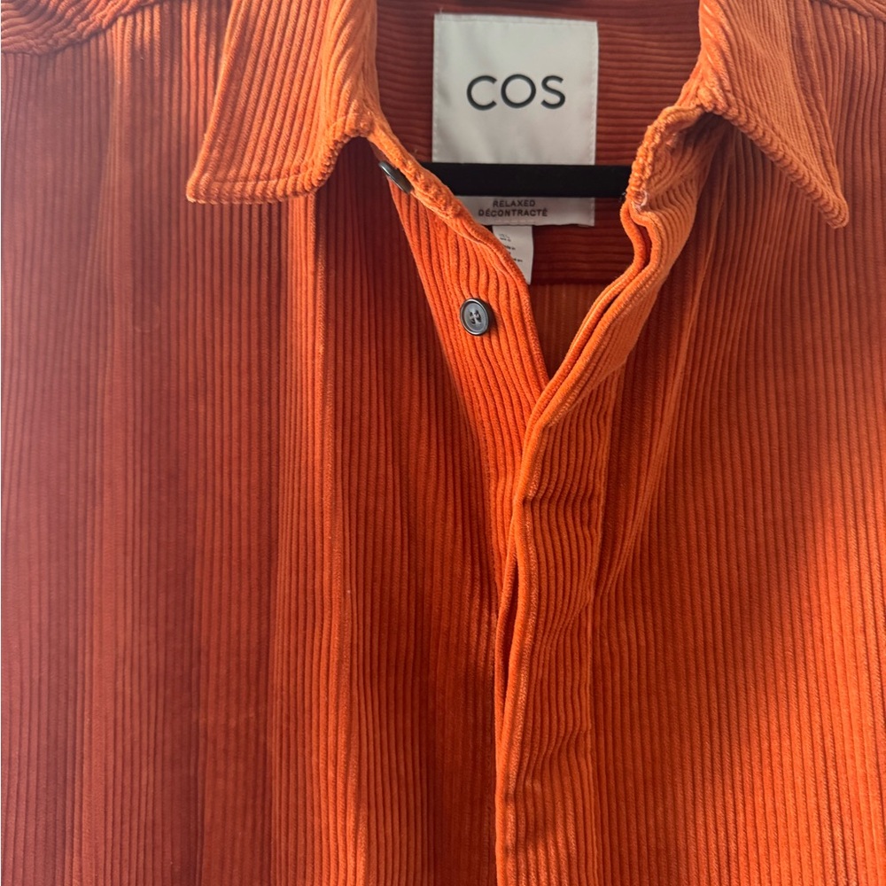 COS Orange Casual Button Down Shirt with Textured Fabric